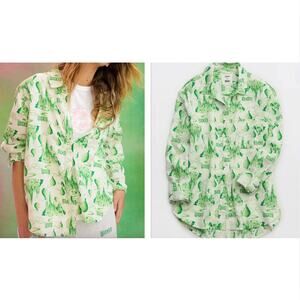 NWT Aerie x Wicked Seersucker Button Up Shirt sz XL Sleep